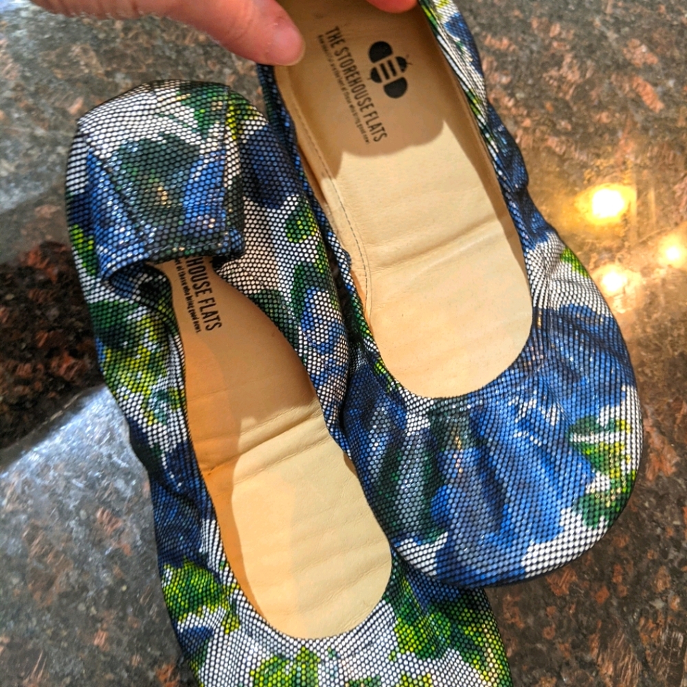 Blue jean floral Storehouse ballet flats